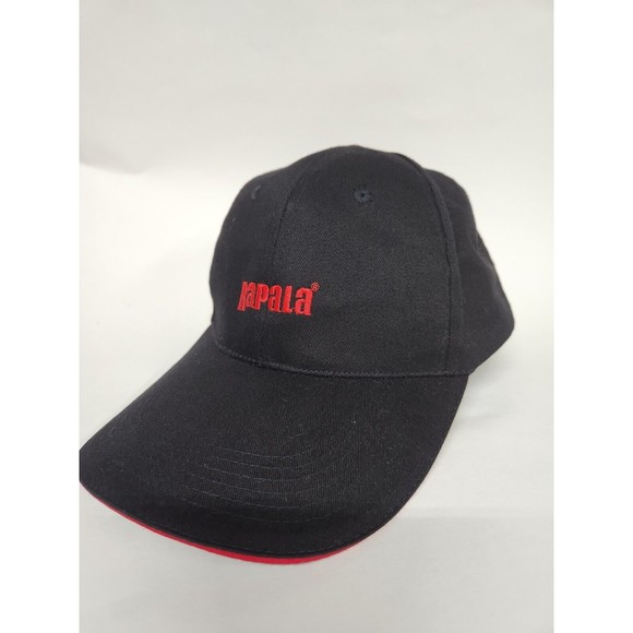 RAPALA LURES FISHING HAT Black w/ Red Logo & Trim Adjustable Strapback Cap - Picture 1 of 8